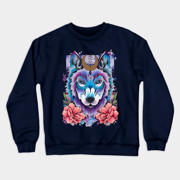 Mystic Wolf Design by Lorna Laine Crewneck Sweatshirt by Lorna Laine